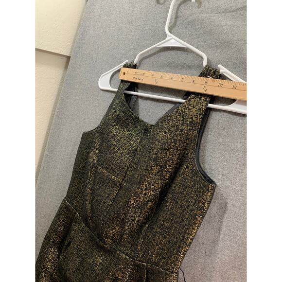 Attention Dress Women Size 2 Black and Gold Metallic Mini Dress Sleeveless - Picture 5 of 6